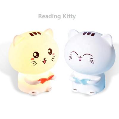 China Modern Rechargeable LED Silicone Cat Touch Sensor Lamp 7 Color Rechargeable Pat Lamp Bedside Night Light For Child for sale