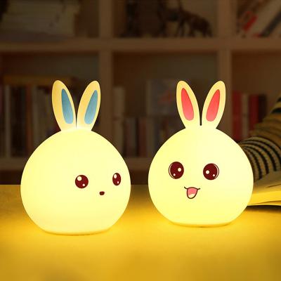 China Tapped to Change Color Changing Rabbit Bunny Rechargeable LED Night Lamp Silicone Night Light for Kids for sale