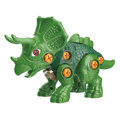 China ABS/PP Kids Educational Toys 2 IN 1 DIY Assembly Disassembles Dinosaur with Light and Sound Plastic Disassemble Dinosaur Gun Toys for sale