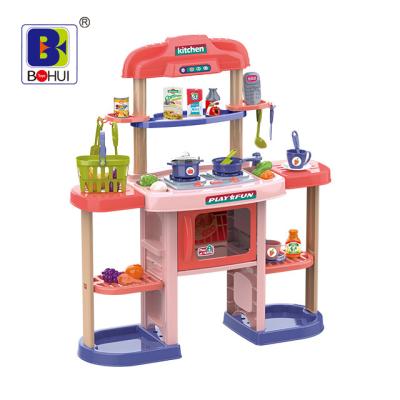 China Big Plastic Premium Kitchen Set Toys Kids Pretend Play Cooking Learning Play Kitchen Toys For Kids Child for sale