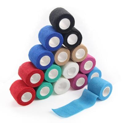 China Wholesale Colorful 60%Nonwoven+35%Glue+5% Spandex Weightlifting Sports Jogger Cotton Sports Tape Cohesive Elastic Bandage for sale