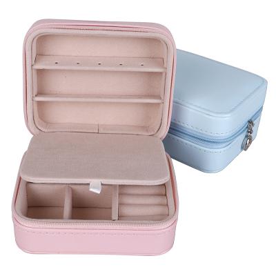 China Personalized Jewelry Box Personalized Custom Logo PU Bridesmaid Gift Jewelry Box Travel Portable Leather Jewelry Box With Mirror for sale