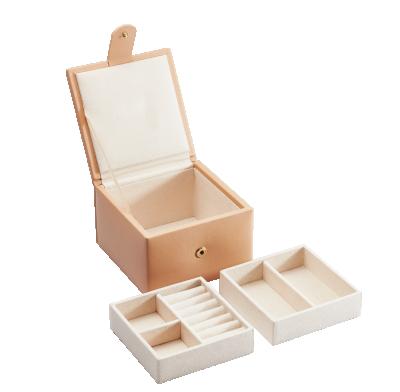 China Genuine Leather Storage Jewelry Box Logo PU Jewelry Box Jewelry Storage Box Wholesale Custom Organizer Case Large for sale