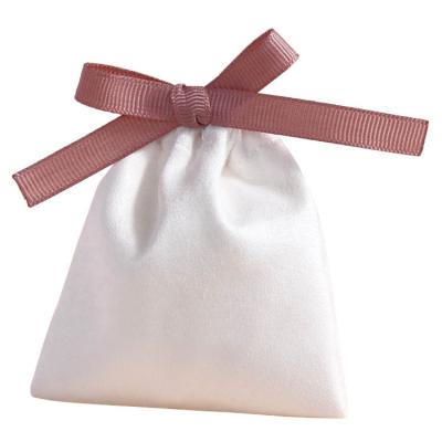 China High End Jewelry Pouch Satin Drawstring Gift Wrapping Bag Flannel Jewelry Pouch With Ribbon for sale