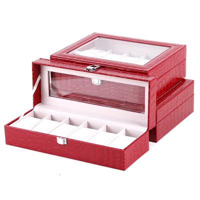 China Luxury branded OEM custom logo watch box leather watch packaging organizer women men watch storage box manufacturer for watchs for sale