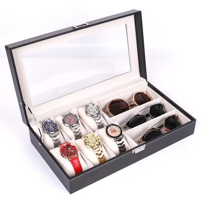 China Luxury Custom Made Sunglasses Storage Box Pain Leather Watch Display Case Sunglasses Storage Box Watch Organizer for sale