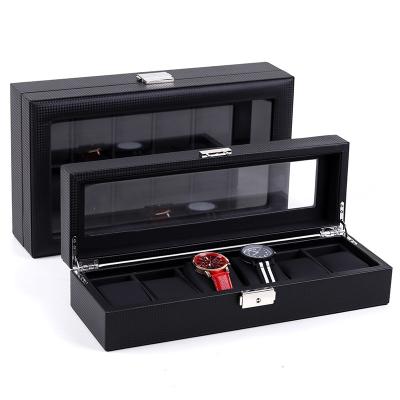 China Watch Organizer Box For Men Hot Sale PU Wrist Watch Storage Box Stylish Black Woven Leather Watch Organizer Box For Men for sale