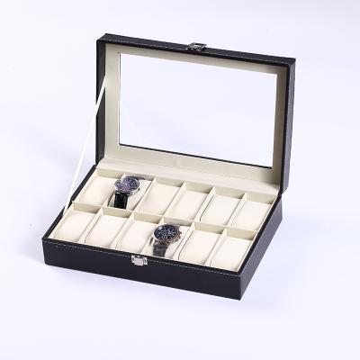 China Cheap Leather Smart Watch Box 12 Slots PU Watch Box Watch Storage Case 12 Slots Watch Box For Men for sale