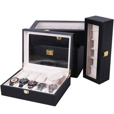 China Black Wooden Watch Box Case Storage Box Watch Box Watch Packaging Watch Case Wooden Organizer Luxury Wood for sale