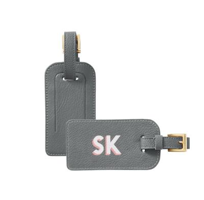 China Wholesale Blank Genuine Leather Luggage Tag OEM Travel Airplane Custom Printed Genuine Leather Luggage Tag for sale