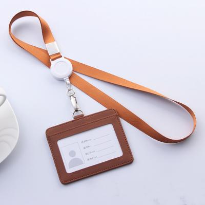 China Fashion Wholesale Custom Faux Leather Card Protector Sleeves Lanyard Credit Cards Case Card Holder for sale