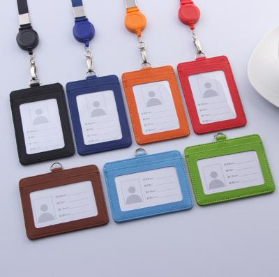 China Fashion Promotional Vegan ID Card Sleeves Lanyard Credit Cards Case Leather Card Holder for sale