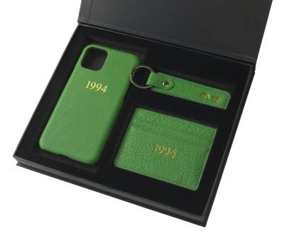 China Card Holder Gift Set Small Strap Credit Card Holder PU ID Badge Genuine Leather Card Holder ID Chains Card Case for sale