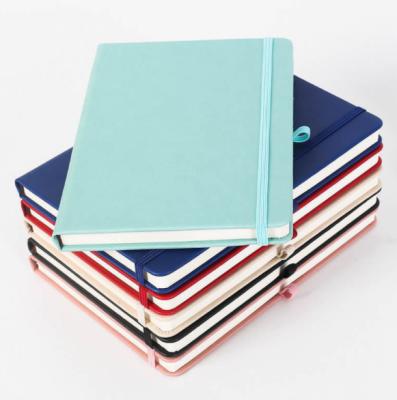 China 2022 school promotional diary printed custom office pu leather notebook a5 with elastic band for sale