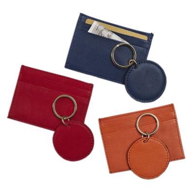 China Vintage Luxury Custom Logo Genuine Cowhide Leather Around Credit Card Key Chain Holders for sale