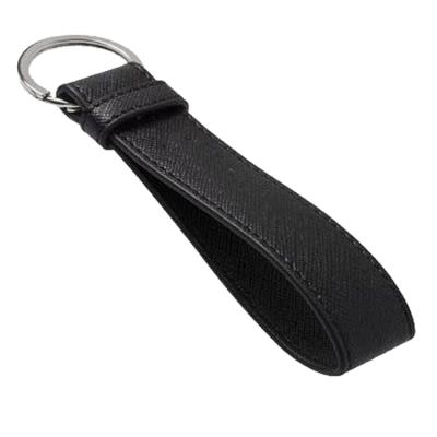 China Promotional black saffiano leather keychain small price gift saffiano leather key chain key chain promotional black saffiano key chain strap for sale