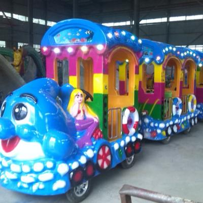 China New 8*10m Kids Small Electric Train Amusement Park Ocean Ride Mini Trackless Animal Train Children Rides for sale