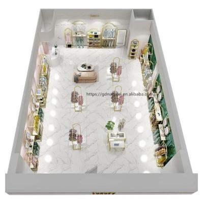 China Gold design women's clothing store one-stop design one-stop design clothing store display rack women's clothing store display rack for sale