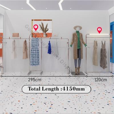 China One-stop design clothing store decoration metal rack clothes display wall mount rack hanger for retail for sale