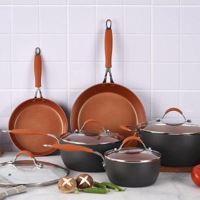 China Sustainable 9pcs Induction Cookware Non Stick Forged Eco Friendly Cookware Set for sale