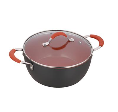 China 20 Sustainable Kitchen High Quality Aluminum Hard Anodizing Non-Stick 24cm Ceramic Cooking Pots for sale