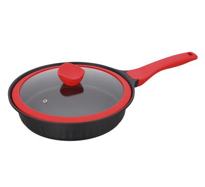 China Environmentally Friendly 24 Non Die Casting Aluminum Black Stick Kitchen Frying Pan for sale