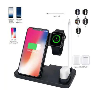 China Multifunctional Foldable Mobile Phone Wireless Charger 4 in 1 Station Fast Desktop Phone Charging Charging Stand for iPhone iWatch AirPods for sale