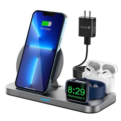 China Foldable Mobile Phone Charger Fast Wireless Stand 3 in 1 Phone Charging Station Folding Mobile Phone Charging Dock For iPhone for sale