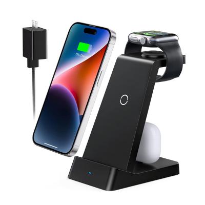 China 18W Mobile Phone Qi Charging Station Fast Wireless Charger 3 in 1 Dock Wireless Charging Stand for iPhone Apple Watch AirPods for sale