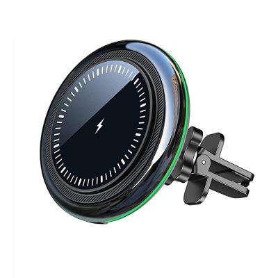 China Magnetic Fast Wireless Charger 15W Car Mount Mobile Phone Anti-shake Phone Car Charging Holder For iPhone 14/13/12 Series for sale