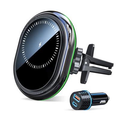 China Auto-Fixing Car Air Vent Mount 15W/10W/7.5W Magnetic Car Wireless Charger Cell Phone Fast Charging Mount For iPhone for sale