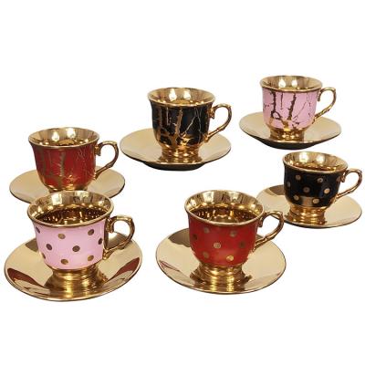 China Viable New Design Arabic Gold Coffee Cup And Saucer Gift Set Porcelain for sale