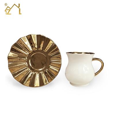 China Viable New Bone Gold Coffee Tea Cup and Saucer Gift Set for sale