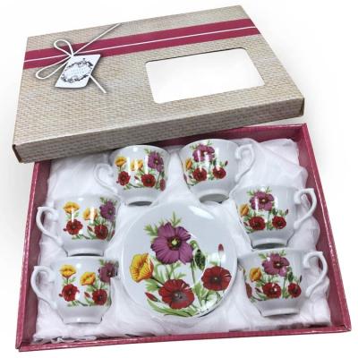 China Sustainable European Tea Coffee Cup Saucer Set Ceramic Gift Set for sale