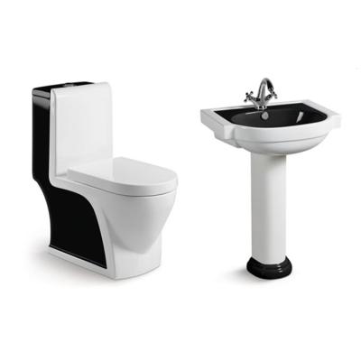 China DCBJ A3934 C3026 Porcelain Bathroom Suite Modern Pedestal Washbasin One Piece Toilet for sale