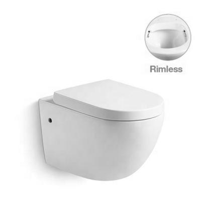 China EU Design Rimless Tank DCBJ B8831S Soft End UF Seat Cover Concealed Double Flush Wall Hung Toilet Bowl for sale