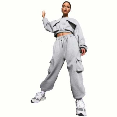 China Anti-wrinkle OEM custom jogging women's autumn winter high-waisted jogging sweatpants multi-3D pocket overalls women's pants for sale