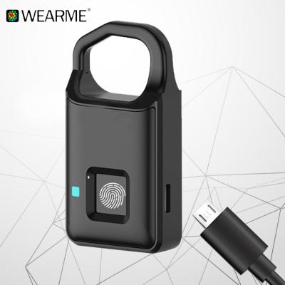 China ABS+PC Mixed Material USB Rechargeable Fingerprint Smart Padlock For Suitcase Gym Locker Cabinet And More for sale