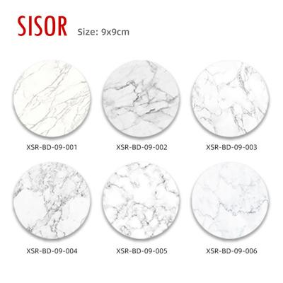 China Sustainable White Marble Design Ceramic Coaster Custom Japanese Style Water Absorbent Tile Coasters Cork Base Ceramic Mats Table Cup Pads for sale