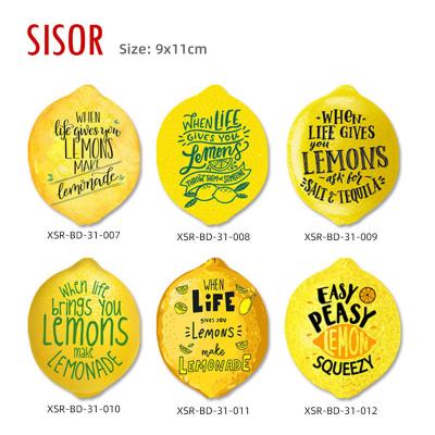 China Sustainable Wholesale Ceramic Cup Coaster Italian Style Promotional Tile Coasters With Cork Base Lemon Design Custom Coffee Mats Gifts for sale