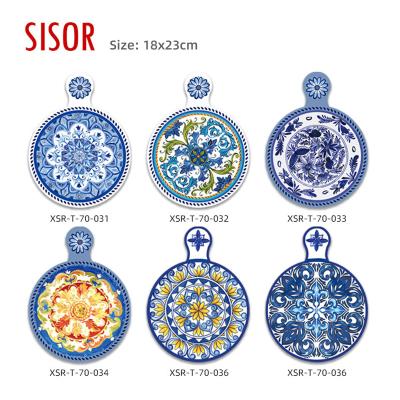 China Sustainable Wholesale Italian Style Tile Heat Resistant Ceramic Trivet Custom Sublimation Ceramic pad With Cork Back Ceramic Placemat for sale