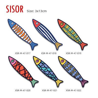 China Sublimation  (customised) Wholesale Cheap Home Decor Souvenir Fish Ceramic Fridge Magnet Making Custom Sublimation Tile stickers with Soft Magnetic for sale