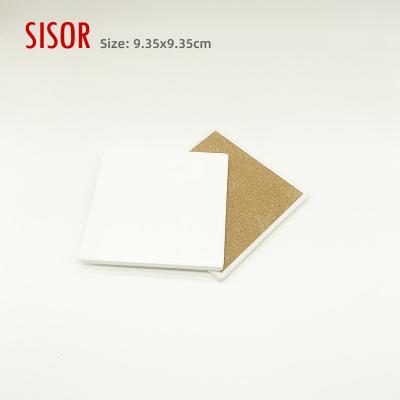 China Sustainable Wholesale Square White Blank Sublimation Ceramic Coaster Custom Ceramic Coasters With Cork Back for DIY Kitchen Home Decor for sale