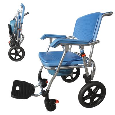 China Universal Portable Water Proof Toilet Chair Wheel Commode Shower Chair Folding for sale