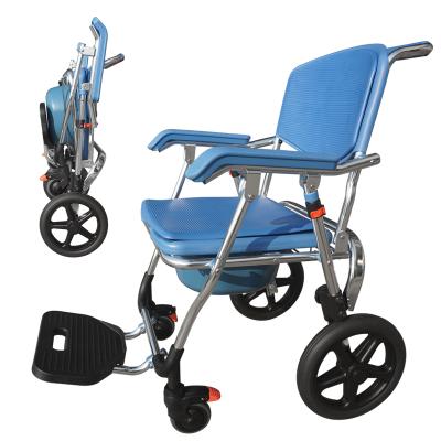 China Water Proof Portable Medical Shower Chair With Wheels And Padded Seat For Handicapped for sale