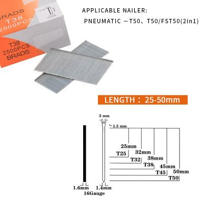 China XINYI T50 Wood Nail 16 Gauge Flat Point Nail For Upholstery Furniture Nail Flats For Wood for sale