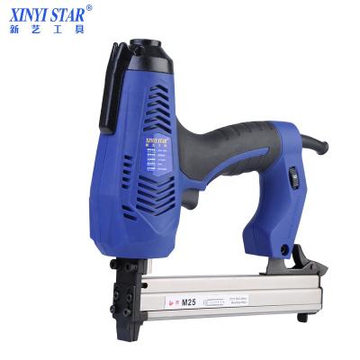 China XINYI M25 18Gauge 2350W Staple Gun 220V Electric Wood Crate Stapler Machine for Wood Pallet Tray Box Package Nailer 100pcs for sale