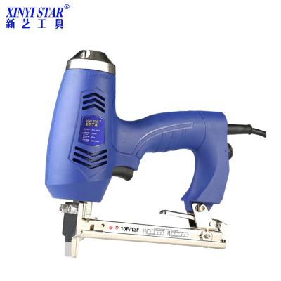 China XINYI 10F/13F wooden boxes staple tacker AC stapler 2in1machine electric manual staple gun tacker for sale