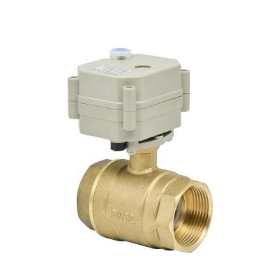 China Valva General Green DN32 2 Way DC12V/24V High Quality Brass Motorized Ball Valve For Water Equipments And Auto-control Water System for sale