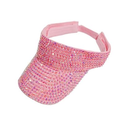 China Large Character Summer Rhinestone Outer Rim Empty Sun Visor Top Hat For Ladies for sale